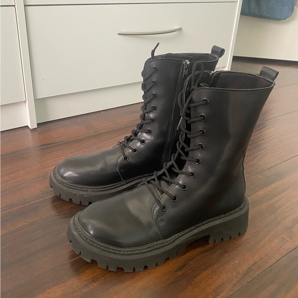Black combat boots